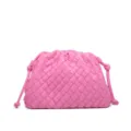 Pink Woven Cloud Clutch Bag Soft Leather Dumpling Handbag Large Capacity Crossbody Purse - Rose Red