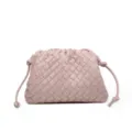 Pink Woven Leather Cloud Clutch Bag, Soft Pouch Handbag for Women, Elegant Dumpling Purse - Light Pink