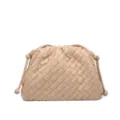 Beige woven leather clutch bag for women, stylish large capacity shoulder cloud purse. - Khaki