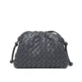 Dark grey woven leather pouch bag, trendy large capacity clutch bag for women daily fashion. - Gray