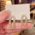 Elegante Perlen und Strass Quaste Ohrringe, zartes U-förmiges Design für den Alltag. - Wie gezeigt