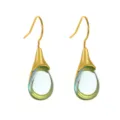 Elegante druppelvormige gouden oorbellen met lichtblauwe groene kristallen voor dames - Groen