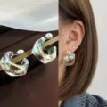 Transparent iridescent chunky hoop earrings, stylish geometric ear jewelry for daily wear. - Mermaid Irregular C