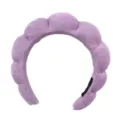 Purple cloud sponge headband for women, soft towel fabric hair hoop for washing face, makeup. - Twisted Sponge Headband / Purple