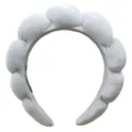 Puffy cloud headband for women spa makeup washing face thick sponge hair hoop soft hair accessory - Korean Velvet Headband / White