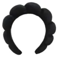 Black padded bubble cloud headband, sponge hair hoop for daily makeup and washing. - Korean Velvet Headband / Black