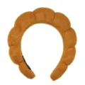 Caramel brown towel velvet cloud headband, soft puffy hair hoop for daily makeup and face washing. - Twisted Sponge Headband / Brown