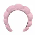 Pink fluffy sponge cloud headband for women makeup washing face spa hair hoop hair accessories. - Twisted Sponge Headband / Pink