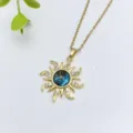 Χρυσό Κολιέ με Πεντάντ Ήλιου Γαλαξία Zircon Choker Αισθητικά Κοσμήματα για Γυναίκες - Ήλιος Και Έναστρος Ουρανός / Χρυσό
