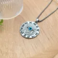Stainless steel evil eye pendant necklace with vintage runes design for daily wear. - XL0916-2 Blackened Silver Letters