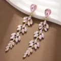 Makria kremasta skoularikia me roz crystallo kai strass se schima fyllou gia gynaikes. - XL2126-4 Ανοιχτό ροζ