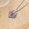 Gothic devil eye pendant necklace with red gemstone and metal chain, unique vintage jewelry. - XL1810-180 Red Evil Eye