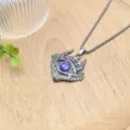 Gothic evil eye skull pendant necklace closeup, detailed demon eye jewelry for men and women. - XL1810-182 Purple Evil Eye