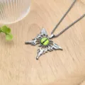Punk Gothic green demon eye pendant necklace metal silver chain fashion jewelry detail - XL1810-227 Butterfly Yellow Evil Eye