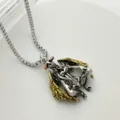 Gotische demon engel vleugel hanger ketting vintage zilver goud mode sieraden - XL0887-4 Tweekleurig