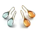 Druppel oorhangers in blauw en amber gouden afwerking minimalistische sieraden variant - Geel en Groen