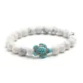 Κομψό βραχιόλι με λευκές χάντρες μάρμαρου και τυρκουάζ χελώνα γυναικεία κοσμήματα - XL1842-5NL04-6 λευκό τιρκουάζ