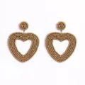Elegante goldene perlenbesetzte Herz-Ohrringe für Damen, vintage handgefertigt Ohrhänger. - Herz Gold