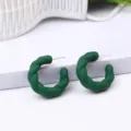 Dark green twist hoop earrings for women, stylish resin C-shaped earrings daily wear chic. - Dark Green