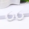 White twisted hoop earrings for women, minimalist fashion style elegant chic ear jewelry. - White