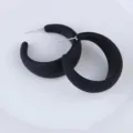 Minimalist matte black chunky hoop earrings, modern C-shaped design for stylish daily wear. - Black