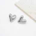 Aσηmenia skoularikia kardia, minimalistika metallika skoularikia karfi gia gynaikes. - XL1475-37 Ασύμμετρη καρδιά ασημί