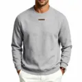 Herren Freizeit Fleece Rundhalsausschnitt Sweatshirt in Hellgrau, bequemer Pullover Top. - S / Hellgrau