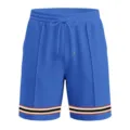 Men's casual waffle knit sports shorts with drawstring and stylish striped hem for summer. - S / Bottoms / Sapphire Blue