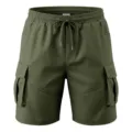 Men's green cargo shorts casual summer loose multi-pocket drawstring outdoor sportswear - S / Bottoms / Army Green