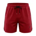 Rote Mesh Sportshorts, atmungsaktives Schnelltrocknendes Material mit schwarzem Bund. - S / Unterteile / Rot