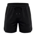 Schwarze Mesh-Sportshorts Detail mit atmungsaktivem Stoff, elastischem Bund und seitlicher Borte. - S / Unterteile / Schwarz