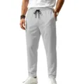 Men's Light Grey Casual Sports Trousers Comfortable Drawstring Straight Fit Running Pants - Light Gray