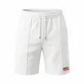 Men's white waffle knit casual shorts summer beach sports shorts with flag patch - S / White