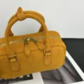 Elegante Wildleder Bowling Handtasche für Damen, Vintage Kissen Umhängetasche mit Gold. - Kürbis