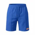 Men waffle knit athletic shorts casual summer beach drawstring pants with flag patch blue - S / Sapphire Blue