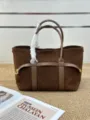 Brown suede tote bag detail, luxury frosted cowhide handbag, large capacity everyday shopper. - Blank / Coffee