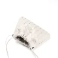 Woven leather dumpling bag with drawstring, chic cloud shoulder crossbody purse for women. - Off White