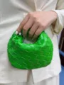 Green Woven Handbag Intrecciato Style Stylish Leather Tote Bag for Daily Women Fashion - Green