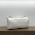 White leather barrel bag stylish 90s pillow shoulder handbag for women daily casual wear. - Cowhide 19*7.5*10cm Letters / White