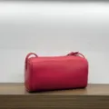 Red genuine leather barrel bag 90s vintage style shoulder bag for women daily use - Full Grain Leather / Red
