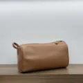 Brown leather cylindrical handbag, 90s vintage minimalist small shoulder bag for women. - Cowhide 19*7.5*10cm Letters / Brown