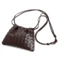 Fashion woven crossbody dumpling shoulder bag for women, stylish casual daily purse. - Coffee