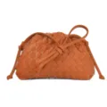 Fashion woven leather clutch bag casual shoulder crossbody dumpling pouch for women. - Brown