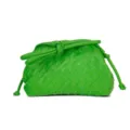 Green woven leather clutch bag stylish cloud pouch shoulder crossbody handbag for women small size - Parrot Green