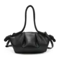 Sac porté épaule plissé noir style nuage, sac dumpling chic, sac à main rétro pour femmes - Noir