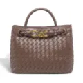 Elegant woven leather top handle handbag with metal knot closure, large capacity retro tote bag. - Maroon