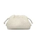 Woven frosted leather cloud clutch bag for women, stylish beige dumpling purse variant. - Off White
