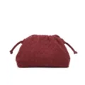 Burgundy Woven Suede Clutch Bag Elegant Women Knotted Handbag Retro Cloud Evening Purse - Burgundy