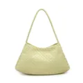 Light green woven leather shoulder bag, trendy handmade underarm bag for women. - Yellow