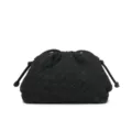 Black woven leather clutch bag women retro cloud pouch minimalist fashion handbag stylish accessory - Black